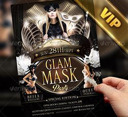 豪华派对海报模板：Glam Mask Party Flyer Template
